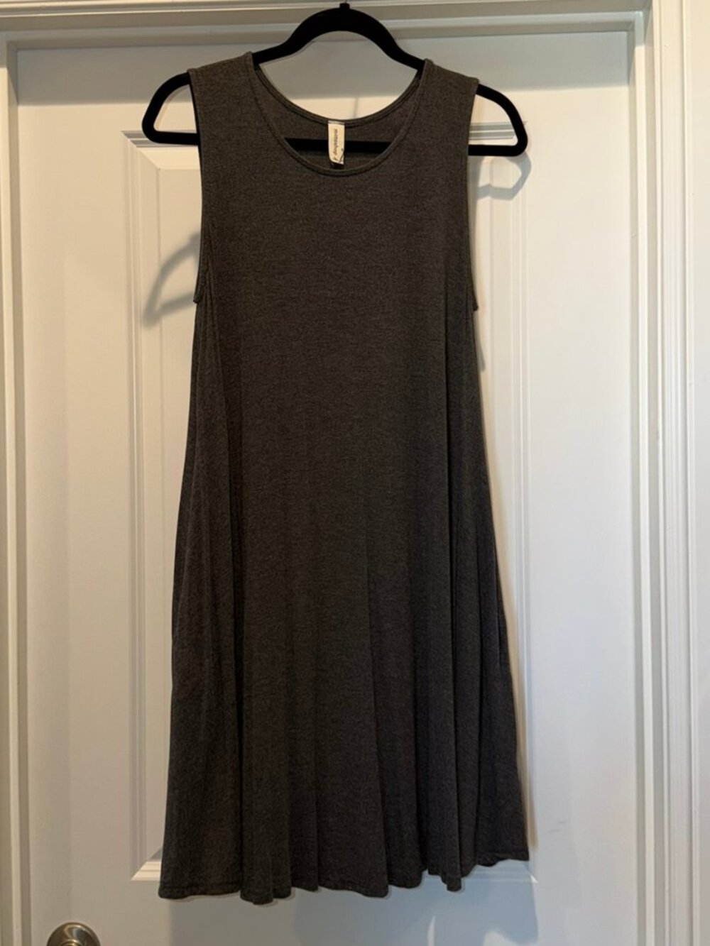 Mittoshop Stretchy Gray Sleeveless Dress with Pockets - Size M